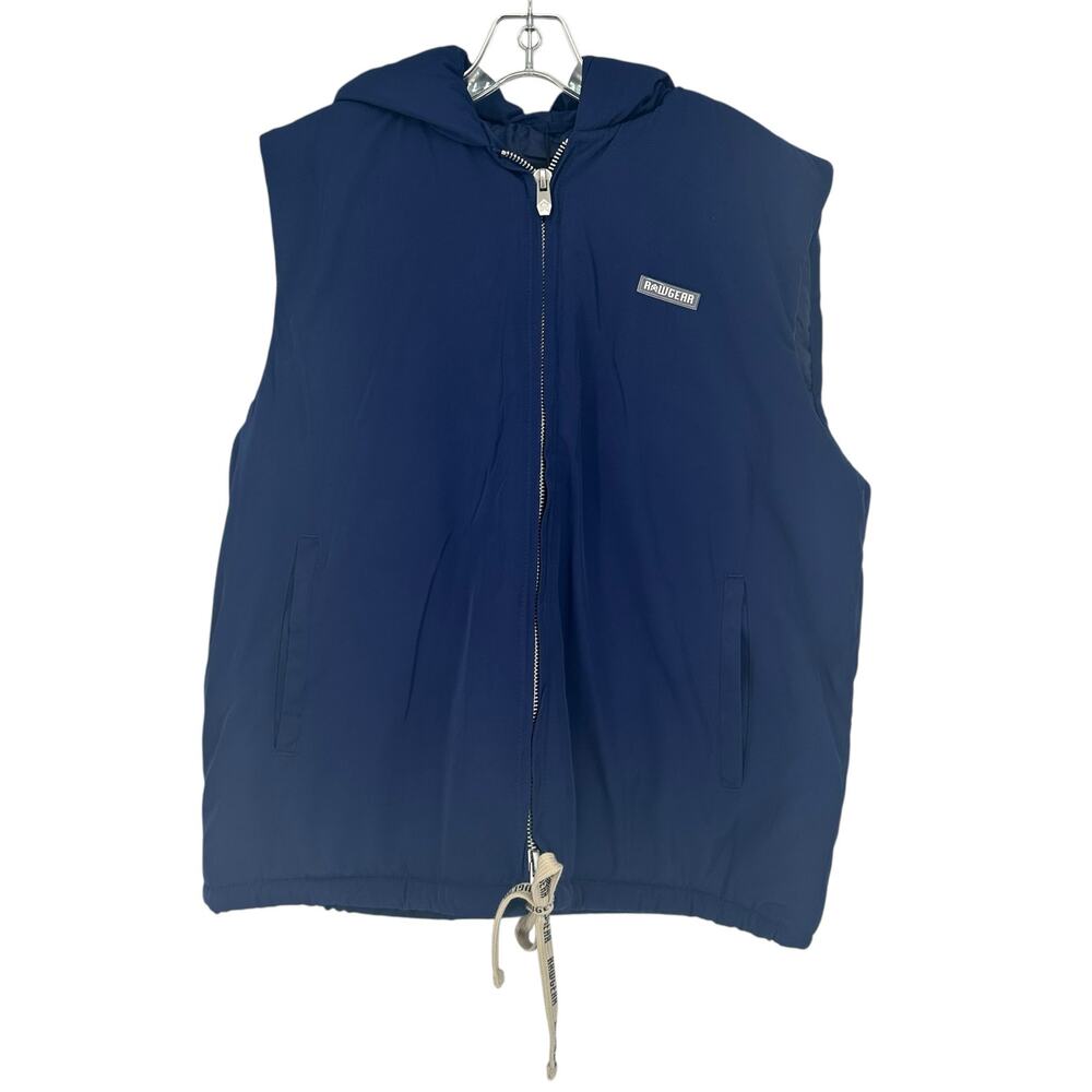 NEW Rawgear Navy Hooded Front Zipped Puffer Vest Sz Medium